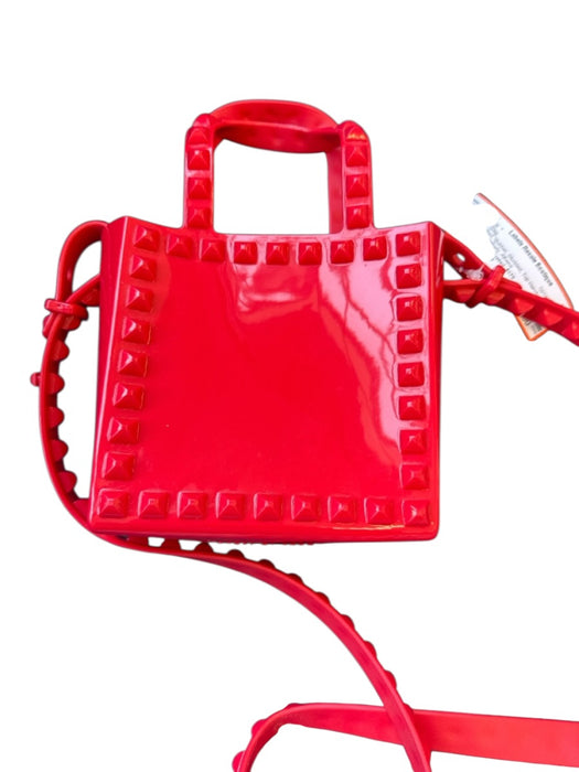 Carmen Sol Red Rubber Studded Top Handles Crossbody Bag Red / XS