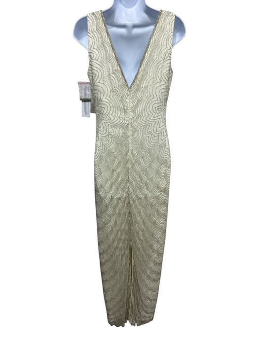 Aidan Mattox Size 2 Ivory Polyester Beaded Sleeveless Gown Ivory / 2