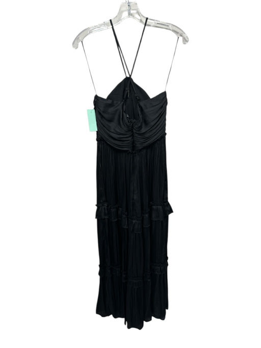 Aqua Size S Black Polyester Sleeveless Tiered Ruched Dress Black / S