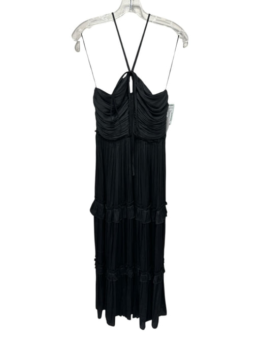 Aqua Size S Black Polyester Sleeveless Tiered Ruched Dress Black / S