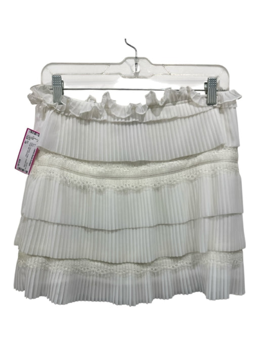 IRO Size 38 White Polyester Chiffon Pleated Detail Tiered Mini Skirt White / 38
