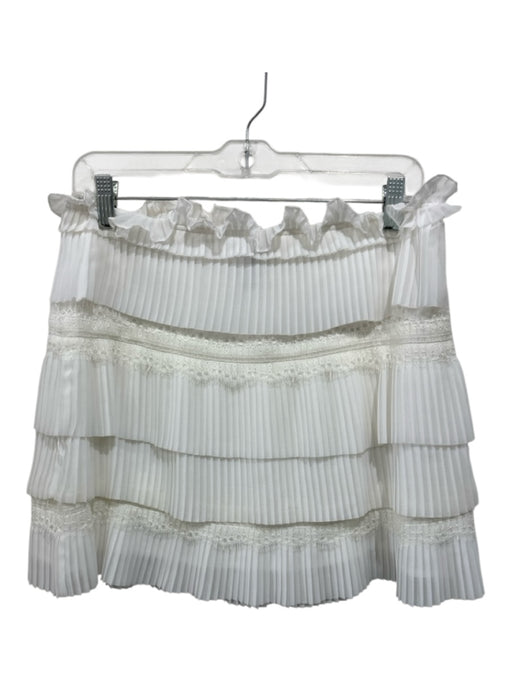 IRO Size 38 White Polyester Chiffon Pleated Detail Tiered Mini Skirt White / 38