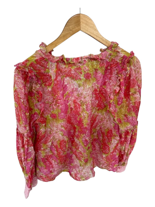 Loveshackfancy Size S Pink & Green Cotton & Silk Long Sleeve Floral Top Pink & Green / S