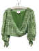 5a7 Cinq a Sept Size S Green & White Acetate & Viscose Puff 1/2 Sleeve Plaid Top Green & White / S
