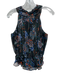Veronica Beard Size S Black, Blue, Red Silk Metallic Thread Paisley Peplum Top Black, Blue, Red / S
