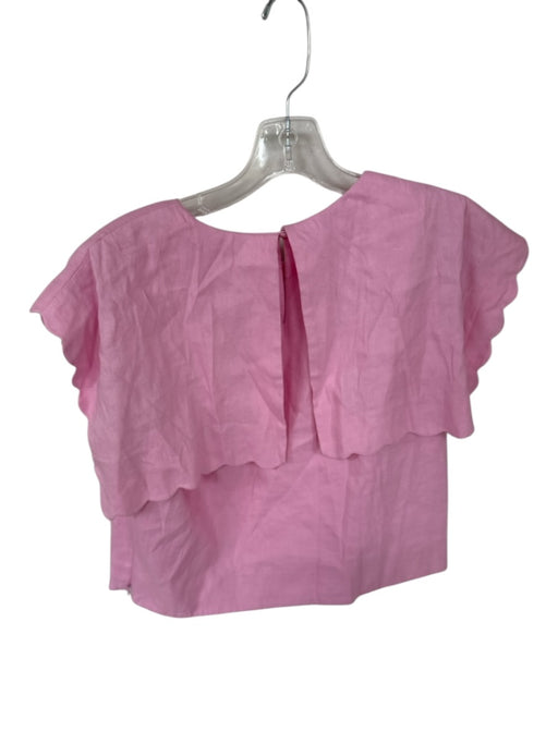 Antonio Melani Size S/6 Pink Linen Blend bib Scallopped Hem High Waist Pant Set Pink / S/6