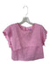 Antonio Melani Size S/6 Pink Linen Blend bib Scallopped Hem High Waist Pant Set Pink / S/6