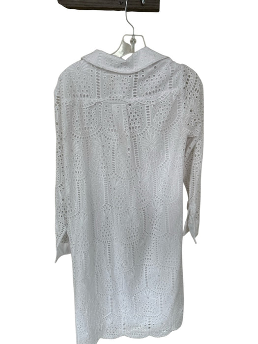 Lilly Pulitzer Size 6 White Cotton Long Sleeve Eyelet Button Down Belted Dress White / 6