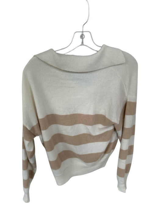 The Cashmere Project Size M Cream & Tan Cashmere Long Sleeve Collar Sweater Cream & Tan / M
