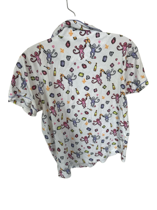 Roller Rabbit Size M purple & pink Pima Cotton Monkey Print Short Sleeve PJ Top purple & pink / M