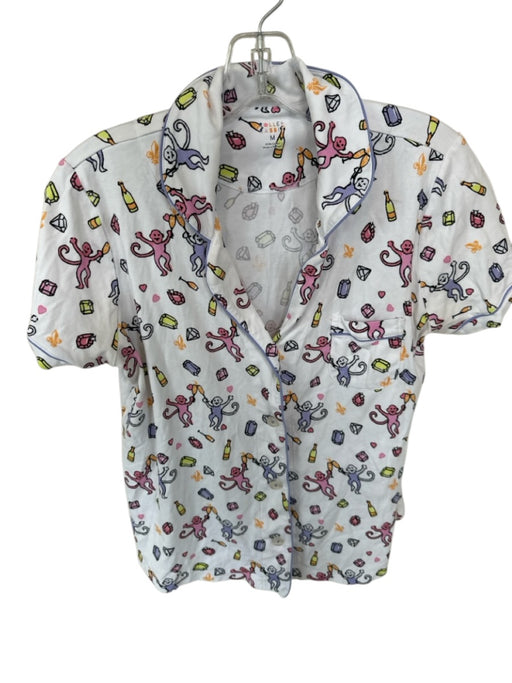 Roller Rabbit Size M purple & pink Pima Cotton Monkey Print Short Sleeve PJ Top purple & pink / M