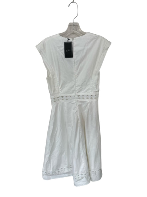 EB Luxe Size M White Cotton Cap Sleeve Lace Detail Back Zip Maxi Dress White / M