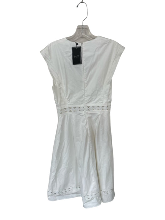 EB Luxe Size M White Cotton Cap Sleeve Lace Detail Back Zip Maxi Dress White / M