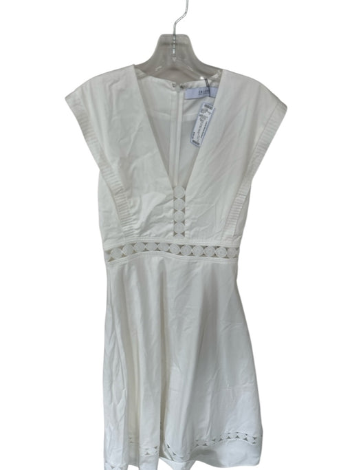 EB Luxe Size M White Cotton Cap Sleeve Lace Detail Back Zip Maxi Dress White / M