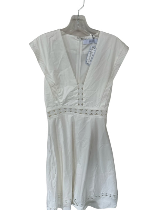 EB Luxe Size M White Cotton Cap Sleeve Lace Detail Back Zip Maxi Dress White / M