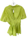 Davi & Dani Size M Chartreuse Cotton Short Sleeve Front Tie Collar Dress Chartreuse / M