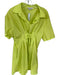 Davi & Dani Size M Chartreuse Cotton Short Sleeve Front Tie Collar Dress Chartreuse / M