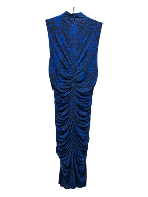 Black Halo Size 2 Navy & Blue Polyester Abstract Floral Rouched Sleeveless Dress Navy & Blue / 2