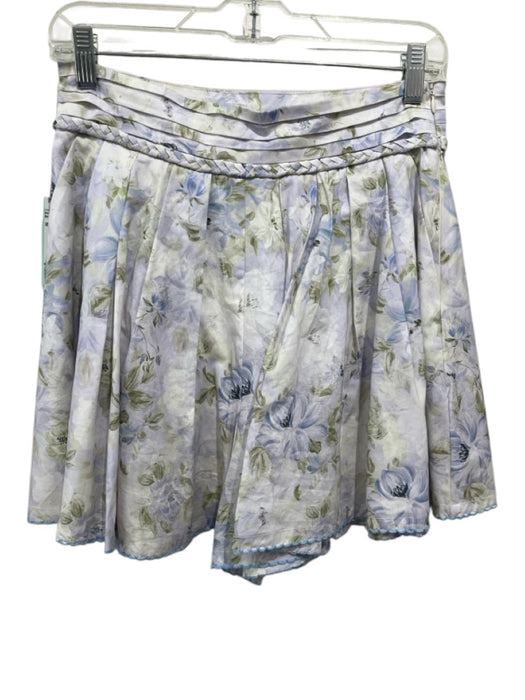 En Saison Size M Blue & Multi Cotton Zip Side Mini Floral Print Pockets Skirt Blue & Multi / M