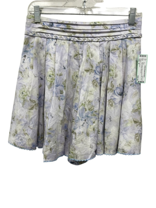 En Saison Size M Blue & Multi Cotton Zip Side Mini Floral Print Pockets Skirt Blue & Multi / M