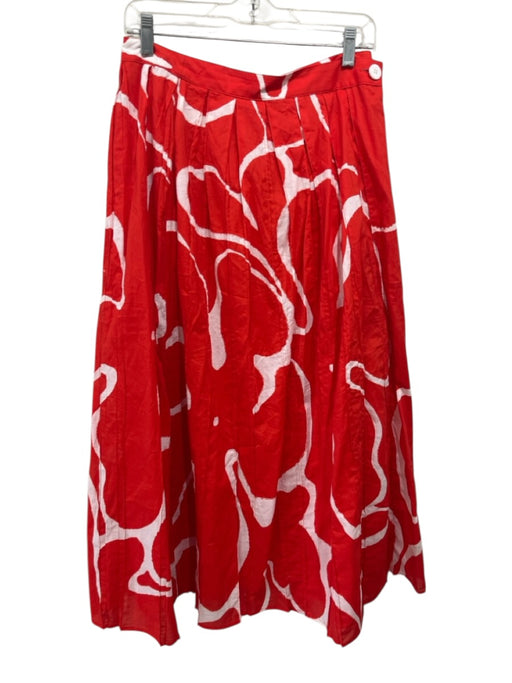 SABO Size M Red & White Cotton Abstract Wrap Maxi Skirt Red & White / M