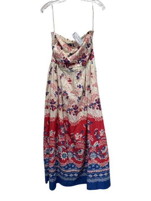 Banjanan Size M Cream & Multi Cotton floral print Sleeveless Zip Back Midi Dress Cream & Multi / M
