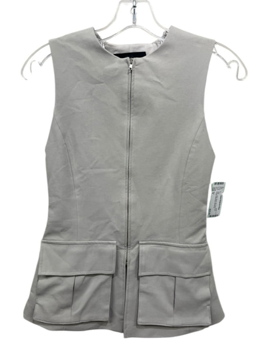 Zara Size S Gray Cotton Blend Zip Front Patch Pocket Sleeveless Vest Gray / S