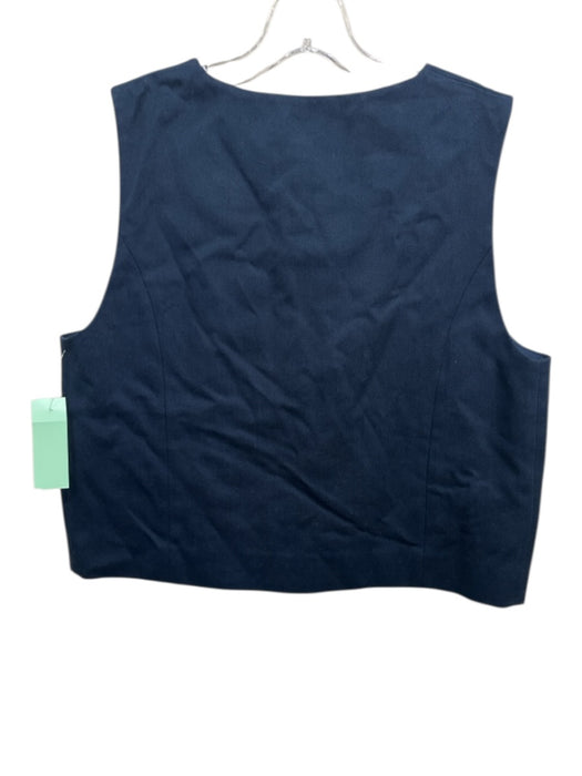 Zara Size S Navy Cotton Button Front slit pockets Sleeveless Vest Navy / S