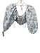 For Love & Lemons Size XS Blue & Multi Linen Blend Puff Sleeves Button Back Top Blue & Multi / XS