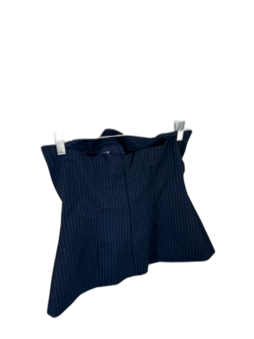 Zara Size M Navy Polyester Pinstripe Strapless Back Zipper Top Navy / M