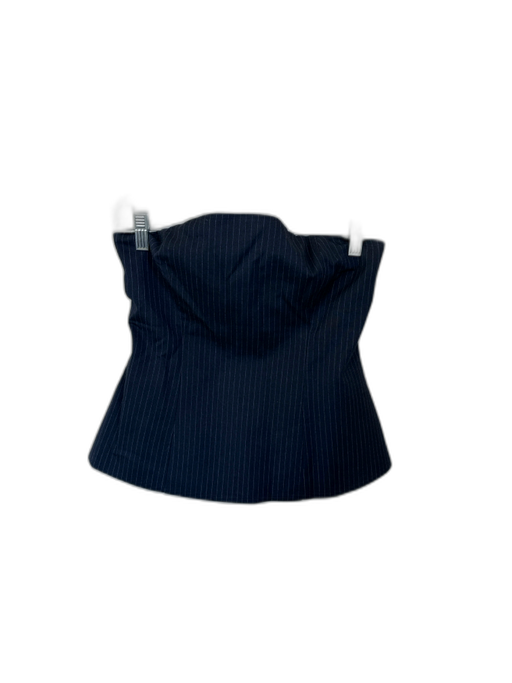 Zara Size M Navy Polyester Pinstripe Strapless Back Zipper Top Navy / M