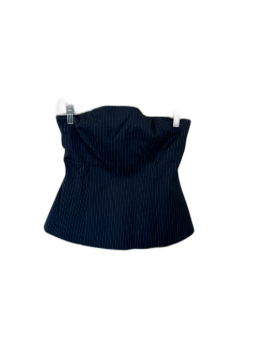 Zara Size M Navy Polyester Pinstripe Strapless Back Zipper Top Navy / M