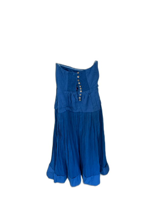 Free People Size XS True Blue Cotton Strapless Maxi Raw Detailing Dress True Blue / XS