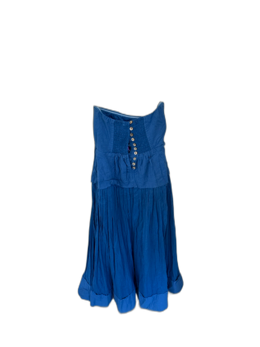 Free People Size XS True Blue Cotton Strapless Maxi Raw Detailing Dress True Blue / XS