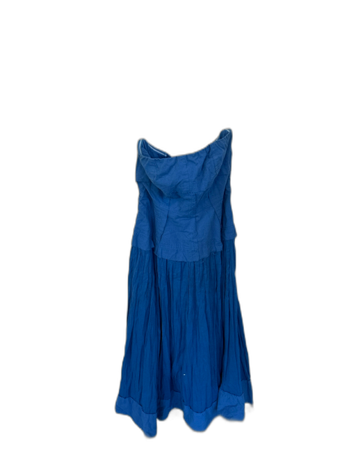 Free People Size XS True Blue Cotton Strapless Maxi Raw Detailing Dress True Blue / XS