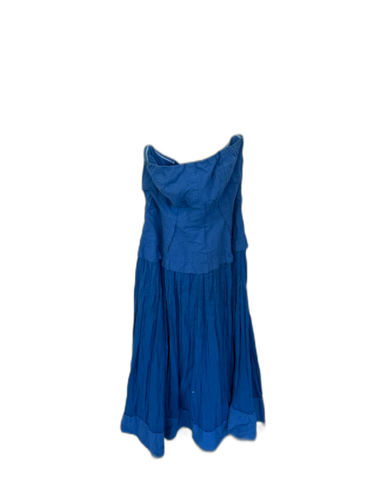 Free People Size XS True Blue Cotton Strapless Maxi Raw Detailing Dress True Blue / XS