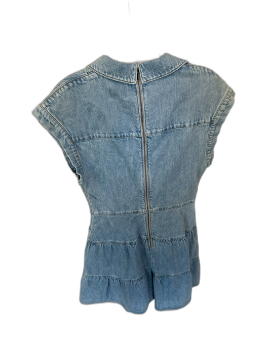 Alice & Olivia jeans Size 4 Light Wash Cotton Collar Denim Twist Detail Dress Light Wash / 4