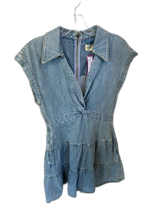 Alice & Olivia jeans Size 4 Light Wash Cotton Collar Denim Twist Detail Dress Light Wash / 4