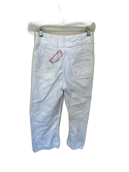 Maeve Size 27 White Cotton High Waist Front Pocket Button Wide Leg Jeans White / 27
