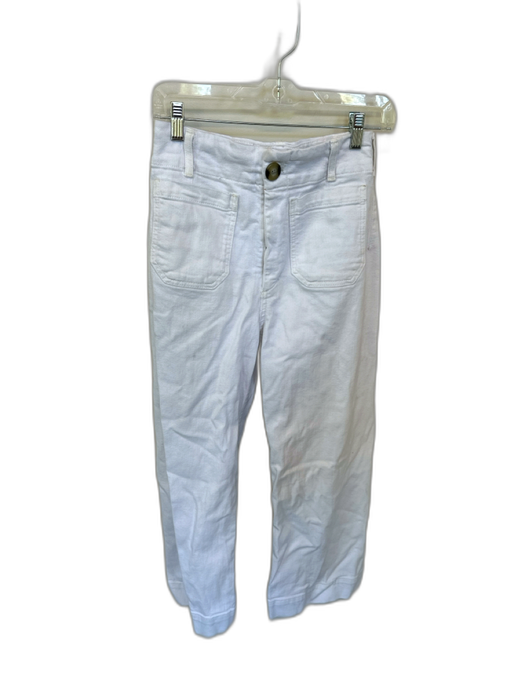 Maeve Size 27 White Cotton High Waist Front Pocket Button Wide Leg Jeans White / 27