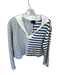 Miou Muse Size M Navy & white Cotton Blend Stripe Collar 3/4 Length Raw Hem Top Navy & white / M