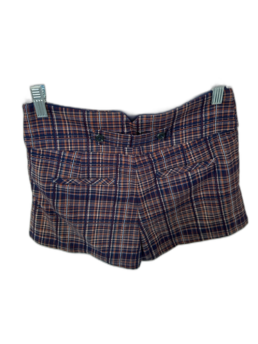 Free People Size 2 Brown Polyester Blend Plaid High Waist Shorts Brown / 2