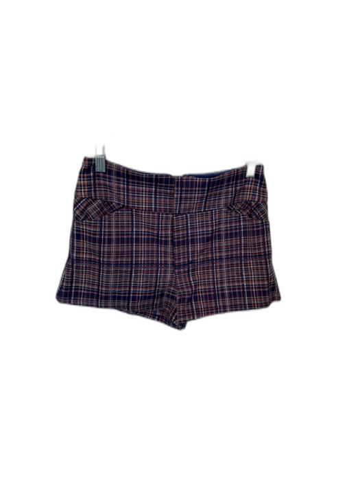 Free People Size 2 Brown Polyester Blend Plaid High Waist Shorts Brown / 2