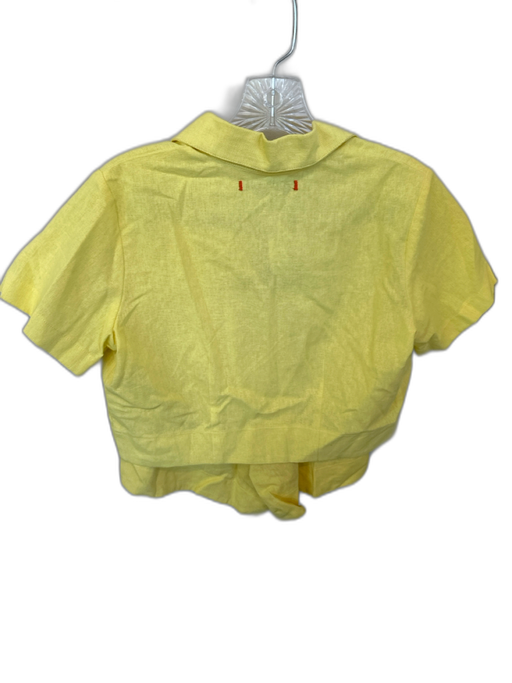 Kaanas Size M Yellow Rayon Blend Button Down Flower Application Collar Short Set Yellow / M