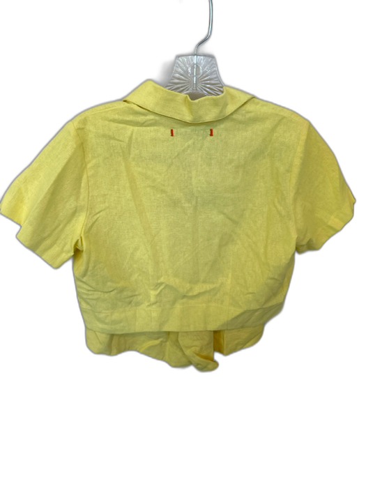 Kaanas Size M Yellow Rayon Blend Button Down Flower Application Collar Short Set Yellow / M