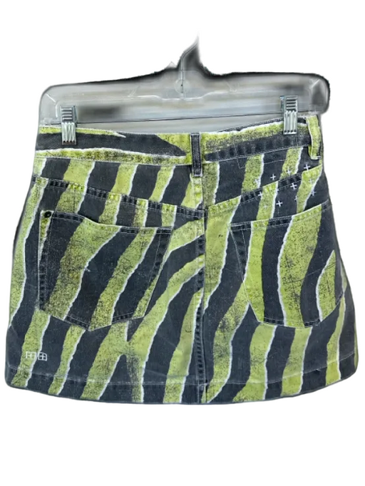 Ksubi Size 29 Lime & Gray Cotton Cross Over Abstract Mini Denim Skirt Lime & Gray / 29