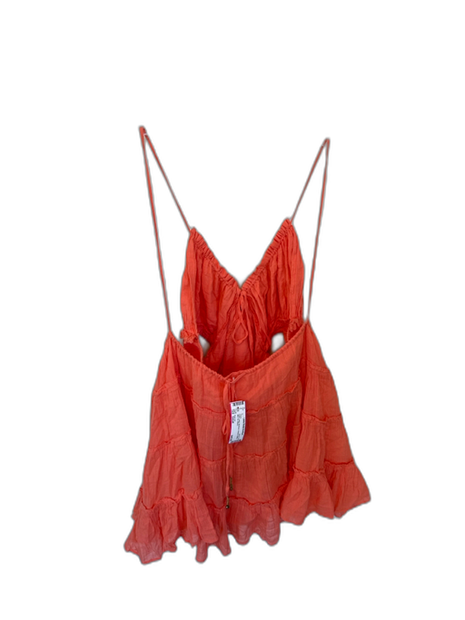 Free-est Size Small coral Cotton Backless Cutouts Ruffles Mini Dress coral / Small