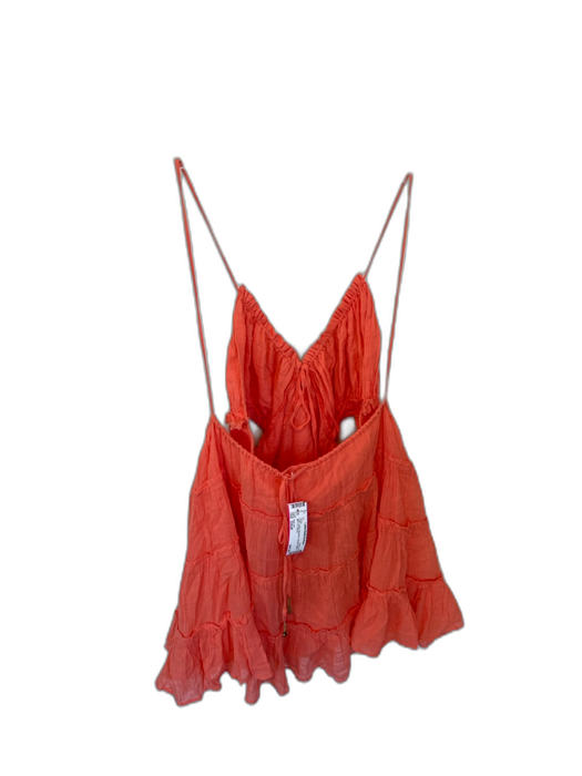 Free-est Size Small coral Cotton Backless Cutouts Ruffles Mini Dress coral / Small