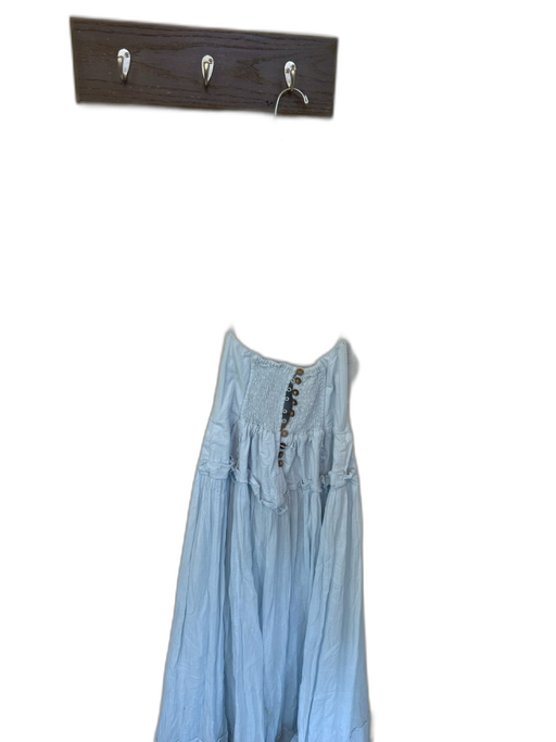 Free People Size XS Light Blue Cotton Strapless Maxi Raw Detailing Dress Light Blue / XS