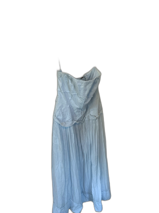 Free People Size XS Light Blue Cotton Strapless Maxi Raw Detailing Dress Light Blue / XS